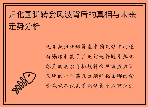 归化国脚转会风波背后的真相与未来走势分析